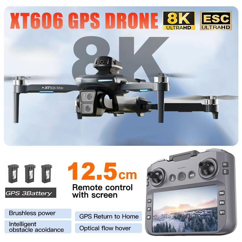 Drone Surveying - XT606 MAX 3 battery Drone 4k